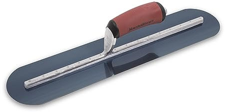 Frattazzo lisciante Marshalltown con estremità completamente arrotondate e manico curvato Durasoft, in acciaio blu, molto adatto per pavimenti e calcestruzzo, dimensioni: 508x127 mm