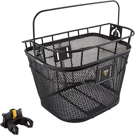 Topeak Front Basket with Fixer 3e – Heavy-Duty 16L Metal Handlebar Basket for eBikes and Urban Commuting with QuickClick Mount, Carry Handle, and Universal Fit