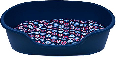 adena Hundekorb 58 x 38 cm blau + Kissen Herzen blau