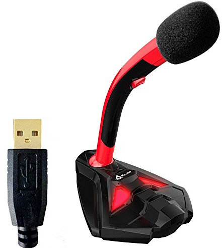 KLIM Voice Microphone à Pied USB pour Ordinateur - Micro de Bureau Professionnel - Microphone de Gamer PC PS4 - Nouvelle Version - Rouge
