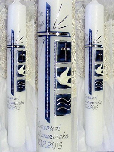 Cierge de baptême et de communion pour garçon et fille 400/40 mm VT-48 avec accessoires pour écrire soi-même