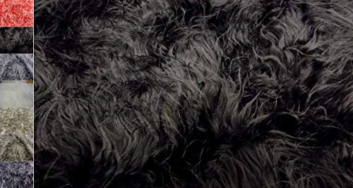 StoffBook schwarz Kunstfell Flokati Pelzstoff, zotteliges Zottelfell, Kuschelfell, Teddyfell, Plüschstoff für Dekoration, Nähprojekte, DIY, Kuscheltiere, Möbel, Bastelideen Stoff, b979