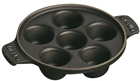 Staub Cast Iron 5.75-inch Escargot Dish with 6 holes - Matte Black, Made in France