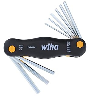 Wiha 35197 Inch Pocket Star Fold Up Key Set with Large Ergo Handle, 9-Piece