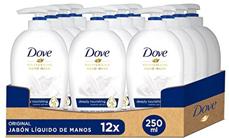 Dove Jabón Líquido de Manos Hidratación Profunda con 5 Hidratantes para Todo Tipo de Pieles, Pack de 12 x 250 ml