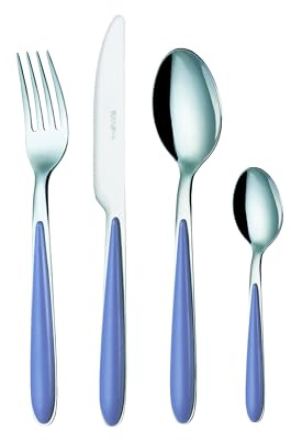 EME POSATERIE Set di Posate da Tavola Caribe Lilla 65 in acciaio inox 18/0, Nichel free, per 6 persone, 24 pezzi