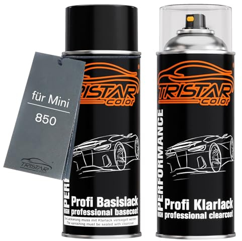 TRISTARcolor Billack Spray can set för Mini 850 Pepper White/Old English White Base coat klarlack spray can 400ml