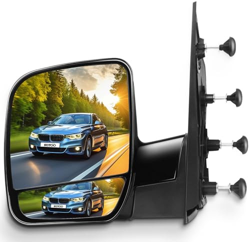 Scitoo Towing Mirrors, fit for Ford Exterior Accessories Mirrors fit 02-08 for Ford E150 E250 E350 E450 E550 Van with Duel Glass Foldable Manual Controlling Features (Driver Side)