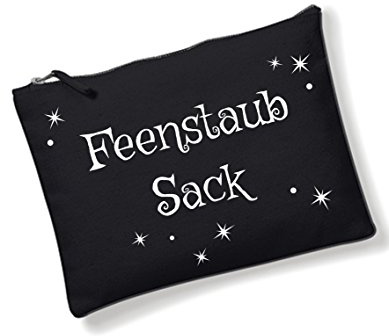 Feenstaub Sack Kosmetiktasche mit coolem Spruch kleine kleine Tasche Schminktasche Kulturtasche Mädchen Frauen Make Up schwarz