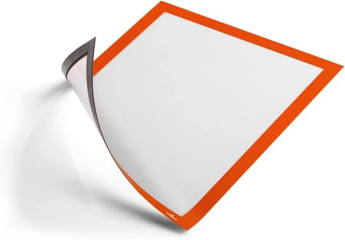 Durable Info-Rahmen Duraframe Magnetic A4, 5 Stück, orange, 486909 | Magnetrahmen für metallische Oberflächen, 323x446mm, Hoch- und Querformat, ideal für Whiteboards, Schautafeln, Made in Poland
