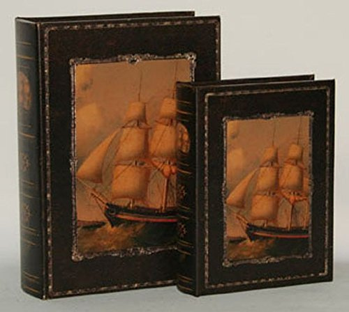 Buchbox 2er Set Buchatrappe Box Geldversteck Kiste Buchsafe Segelboot Schiff Geschenk Box Verpackung