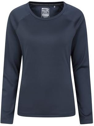 Mountain Warehouse Endurance Womens Top - Lightweight Ladies Top, Long Sleeve Tee, Quick Drying Tshirt, UV Protection Tee Shirt - for Spring Summer Travel Navy 16