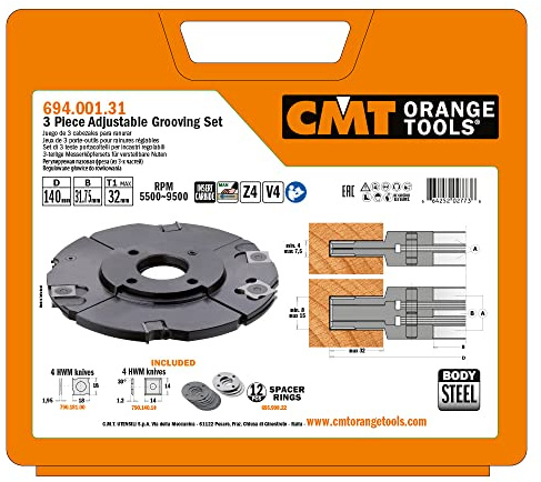 CMT CMT 694.001.31 Three-Piece Adjustable Grooving Set, 5-1/2-Inch Diameter, 1-1/4-Inch Bore