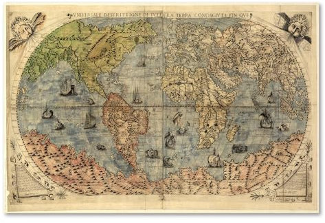 Postereck - 0460 - Hochwertiges Weltkarten Poster Vintage | Weltkarte Wand mit Hauptstädten der Länder | Unterricht Klassenzimmer Schule World Map Wall | Landkarte Welt XXL | Poster - DIN A4-21,0 cm x 29,7 cm