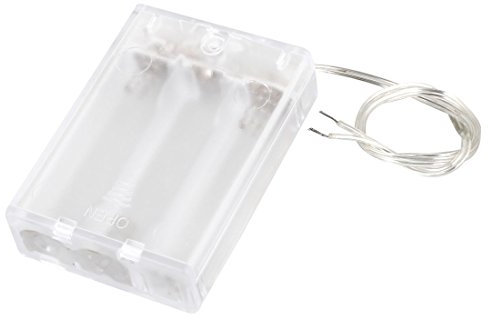 sourcing map Wired ON/OFF Switch 3 x AA 1.5V Batteries Battery Holder Box Clear