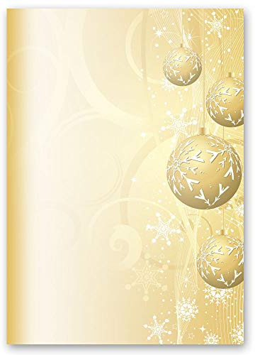 Motivpapier GOLDENE WEIHNACHTSKUGELN Weihnachten Weihnachtspapier - DIN A4 Format 100 Blatt - Paper-Media