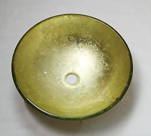 GOWE Newly Round Hand-Painted Artistic Victory Vessel Wash Basin Tempered Glass Sink Bathroom Basin with Brass