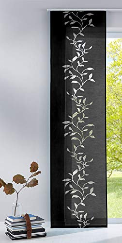 Gardinenbox Moderner Flächenvorhang Schiebegardine aus hochwertigem Ausbrenner-Stoff mit Klettband, Schwarz Tendril, 1 Stück 245x60 (HxB), 856100