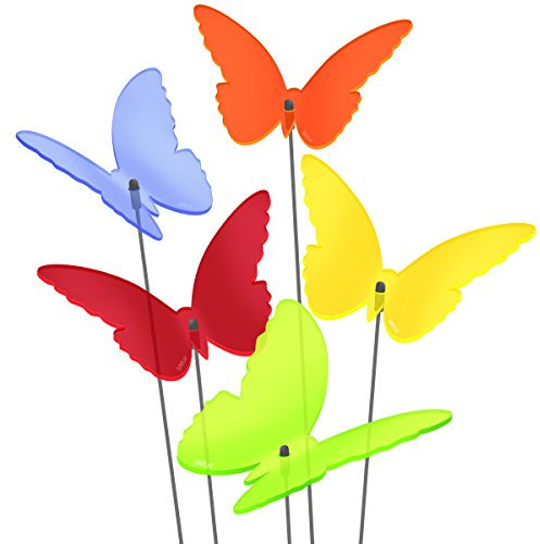 SUNPLAY Sonnenfänger Schmetterlinge Maddy im FARBMIX, 5 Stück zu je 20 cm Durchmesser im Set + 70 cm Schwingstäbe
