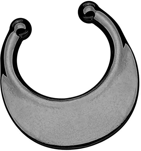 Piersando Fake Piercing Hoop Ring Clip On Klemmring Tribal Schield für Septum Tragus Helix Nase Lippe Ohr Intim Nippel Hufeisen Brust Anthrazit