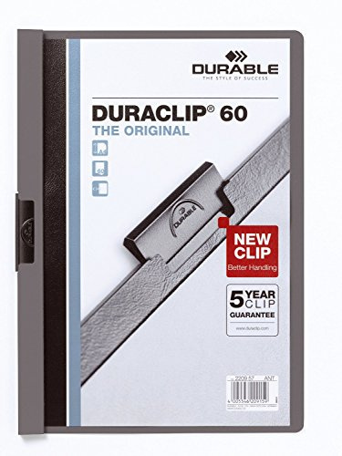 Durable Klemm-Mappe Duraclip Original 60 (für 1-60 Blatt A4), 25 Stück, anthrazit/grau, 220957