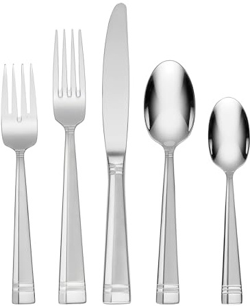 Oneida T078045AL20 Amsterdam 45 Piece Everyday Flatware Set, Service for 8