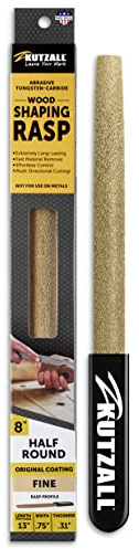 Kutzall Original 8 Halbrunde Handraspel - Fein, für Holzbearbeitung & Formgebung, mit ergonomischem Softgrip-Griff, abrasive Wolframkarbid-Beschichtung - 13 (330.2mm) Gesamtlänge - HR8170