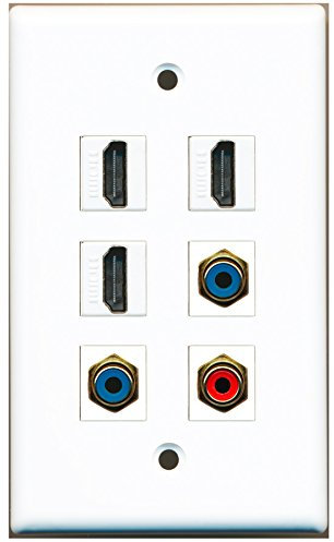 RiteAV – 3 HDMI 1 puerto RCA rojo 2 Puerto RCA azul placa de pared
