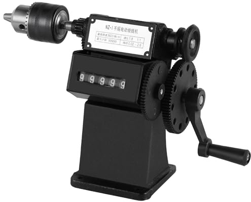 MXBAOHENG NZ-1 Manuelle Wickelmaschine 0-99999 Elektrischer zählender Spulenwickler mit Spannzange 1,5-13mm Zweireihige Spulenwickelmaschine für Draht/Spulen/Kupfer Kabel zum Zählen und Wickeln
