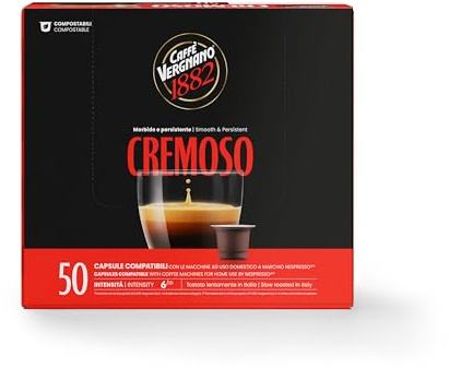 Caffè Vergnano 1882 - Èspresso Capsules Café Compatibles avec Nespresso et Compostables, Cremoso - Pack de 50 Capsules