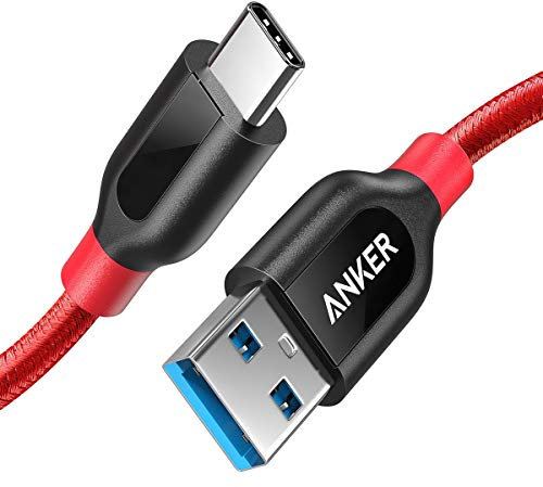 Anker PowerLine+ 90cm USB C Kabel auf USB 3.0 A, sehr Beständig für USB Typ-C Geräte Inklusive Galaxy S8, S8+,S9,S10, MacBook, Sony XZ, LG V20 G5 G6, HTC 10, Xiaomi 5 usw. (Rot)