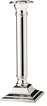 EDZARD Kerzenleuchter Lincoln, Höhe 23 cm, quadratischer Fuß 8 x 8 cm, edel versilbert, anlaufgeschützt, mit Samtfuß, Kerzenhalter für Stabkerze