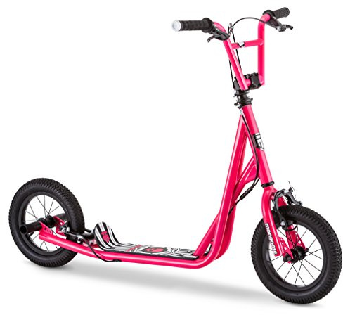 Mongoose Expo Scooter, Ages 6+, 12-Inch Air-Filled Wheels, BMX-Style Handlebars, Steel Frame, Wide Foot Deck, Axle Pegs, Freestyle Gyro Brake Rotor, Kick Scooter for Boys and Girls
