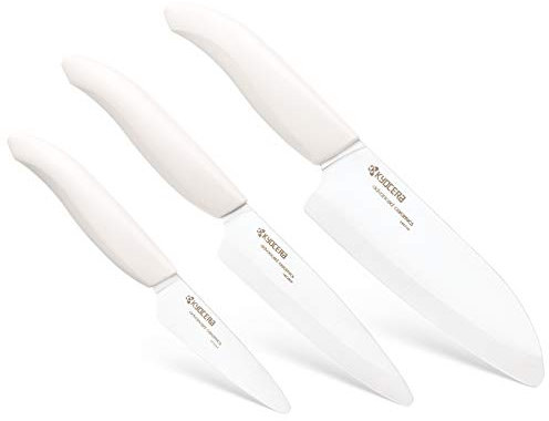 Kyocera 3Piece Advanced ceramic Revolution Series Knife Set, White, Blade Sizes: 5.5, 4.5, 3