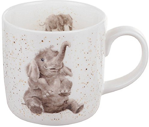 Royal Worcester x Wrendale Designs 'Role Model' Coffee Mug - Fine Bone China White Mug with Handle, Featuring Baby Elephant Illustration by Artist Hannah Dale, Microwave & Dishwasher Safe, 310ml