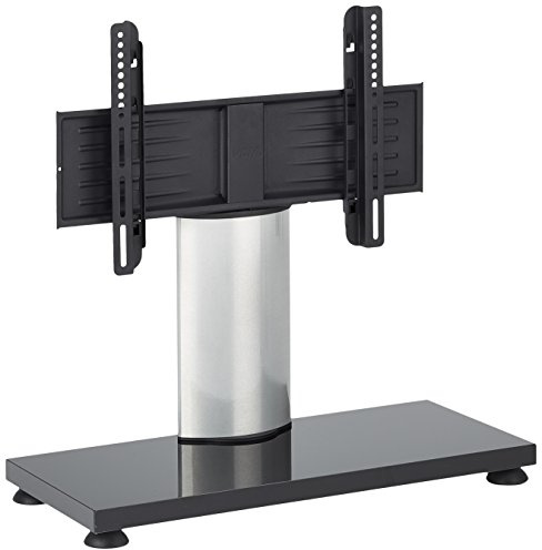 VCM TV Ständer Fernseh Tisch Glas Standfuß Halterung Stand Möbel Rack VESA Universal silber/weißlack 55 x 68 x 30 cm