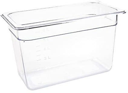 Vogue Polycarbonate 1/3 Gastronorm Container 200 mm Deep, Clear, Capacity: 7 Litre, 1/3 GN Plastic Gastronorm Tray, Stackable - Fridge, Freezer & Dishwasher Safe - Lid Sold Separately, U235