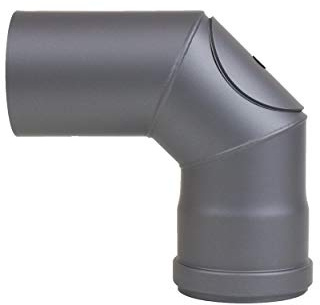 Coude pour tuyau de poêle à granulés - Tube de cheminée - 15 ° - 30 ° - 45 ° - 90 ° - en forme de T - Diamètre 80 mm - Gris - Noir
