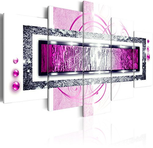 B&D XXL Acrylglasbild Abstrakt 200x100 cm 5 Teilig Wandbild auf Acryl Glasbilder Kunstdruck Moderne Acrylglas Platte Wanddekoration Geschenke Heimdekoration Glasbild Textur Diamant rosa weiß Ornament