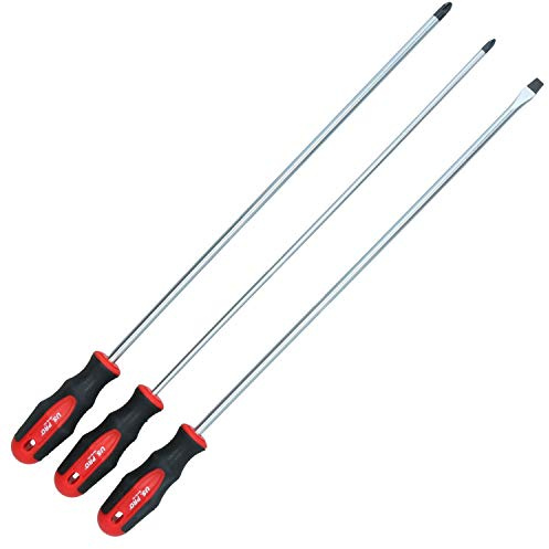 3pc Extra Long Screwdriver Set with Flat Pozi + Phillips Total Length 500mm