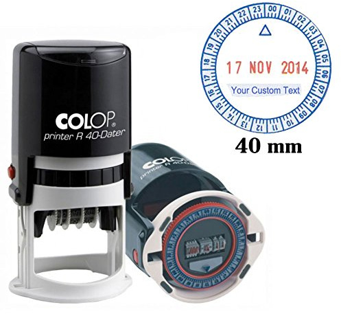Auto inchiostrazione Colop R40 datario & 24 ore 40 mm rotondo Business timbro personalizzato testo rosso blu 40 millimetri Red And Blue