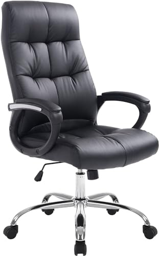 CLP Poltrona Ufficio Poseidon XXL I Sedia Studio Presidenziale Imbottita In Similpelle, Colore:nero