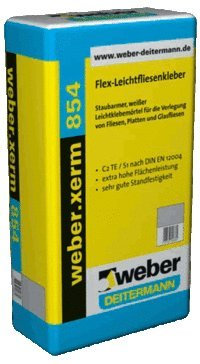 SG weber weber.xerm 854, 25kg - Flex-Leichtfliesenkleber für Glasfliesen und Naturstein, staubarm, überdurchschnittlich standfest, extra hohe Flächenleistung