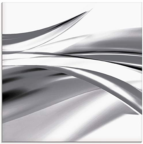 ARTland Wanddeko Glasbilder Wandbild Glas Bild einteilig Quadratisch Moderne Kunst Abstrakt Modern Rauch Welle Grau S7KX