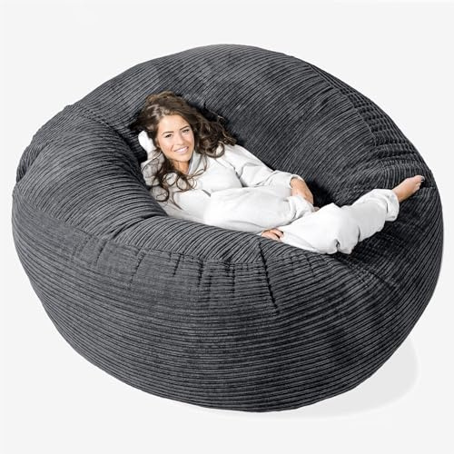LOUNGE PUG - MEGA MAMMOTH Beanbag BLACK Cord - MASSIVE XXL size - ideal for Bedrooms, home and gaming by Lounge Pug