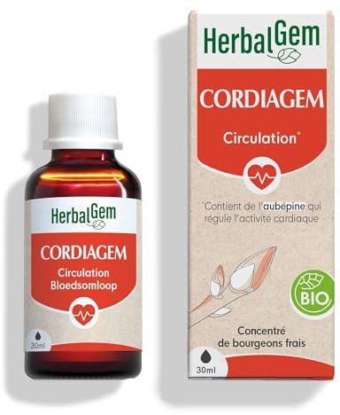 HerbalGem Cordiagem Bio Complexe Circulation 30 ml | Gui, ail des ours et aubépine pour favoriser une circulation fluide. Extrait de bourgeon concentré, dès 13 ans.
