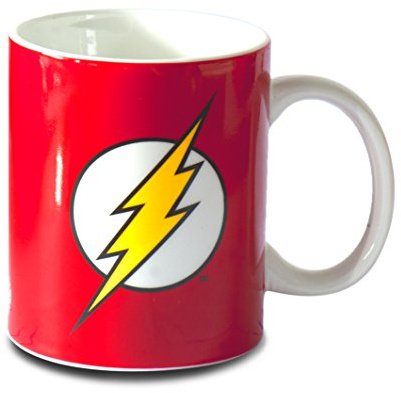 Logoshirt® DC Comics Flash Logo Porzellan Tasse, 300 ml | Spülmaschinenfest, Mikrowellengeeignet, Farbige Geschenkverpackung, Offiziell lizenziertes Design