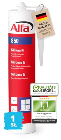 Alfa Silikon Weiß UV-beständig – Bausilikon – Fugendichtstoff | Profi Qualität – Neutralvernetzendes Silikon 300 ml für Fenster, Türen und Fugen, UV-beständig, elastisch für innen und außen
