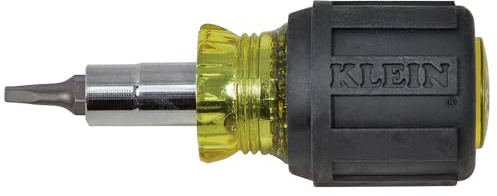 Stubby Multi-Bit Screwdriver and Nut Driver, #1 and #2 Square Recess, 3/16-Inch Slotted, #2 Phillips, 1/4-Inch and 5/16-Inch Nut Drivers Klein Tools 32562