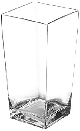 Royal Imports Flower Vase Glass Square Tapered Decorative Tabletop Centerpiece for Home Decor, Wedding Bouquet, Floral Gift Arrangement - Tall Square Tapered Shape, 10 Tall, 5x5 Opening Clear